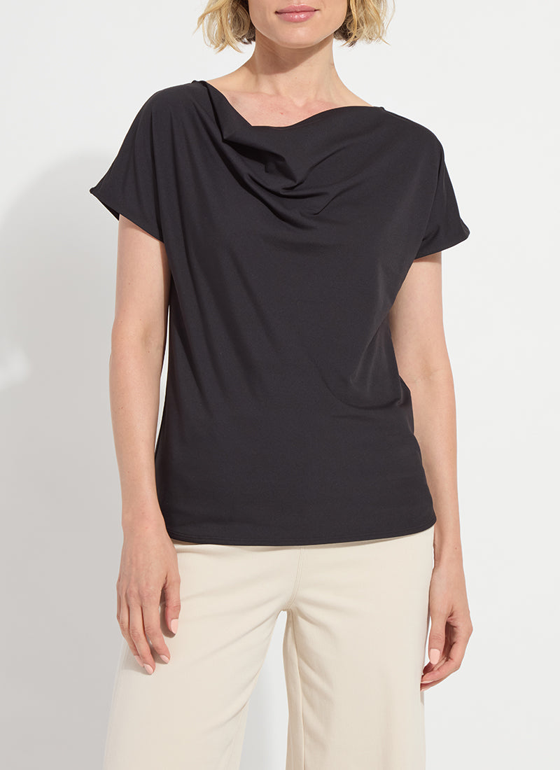 Ensley Cowl Neck Top Black