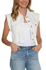 Cropped Sleeveless Jacket Bright White