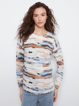 Abstract Space Dye Distressed Hem Sweater Stream