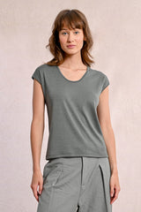 Metallic Stripe Tee Sage Green