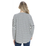 Dolman Zipper Top Ivory Black Textured Stripe