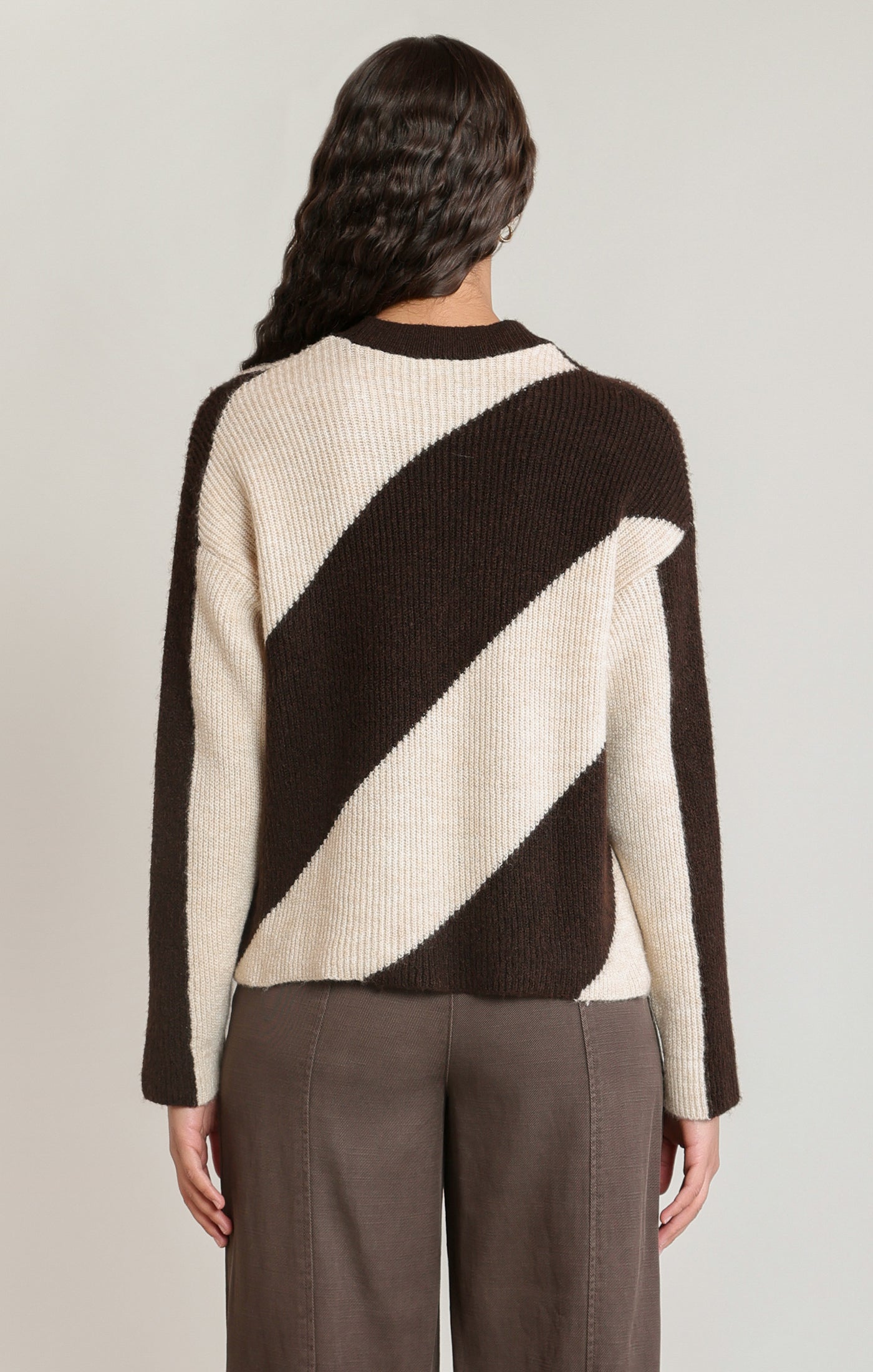 Diagonal Stripe Sweater Brown + Oat