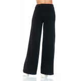 Contrast Panel Stripe Scuba Wide Leg Pants Black + Ivory
