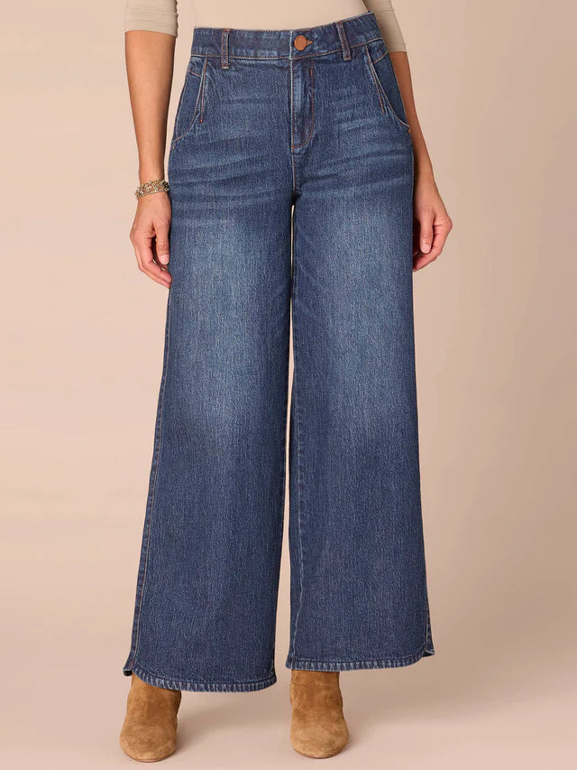 Ab Solution Skyrise Tulip Hem Wide Leg Jeans Blue