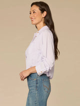 Bubble Hem Stripe Button Down Shirt Frosted Iris