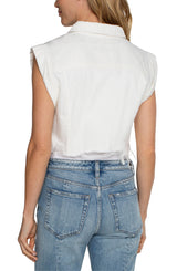 Cropped Sleeveless Jacket Bright White