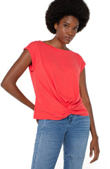 Knot Front Knit Boat Neck Top Geranium
