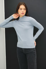 Mock Neck Basic Sweater Vintage Blue