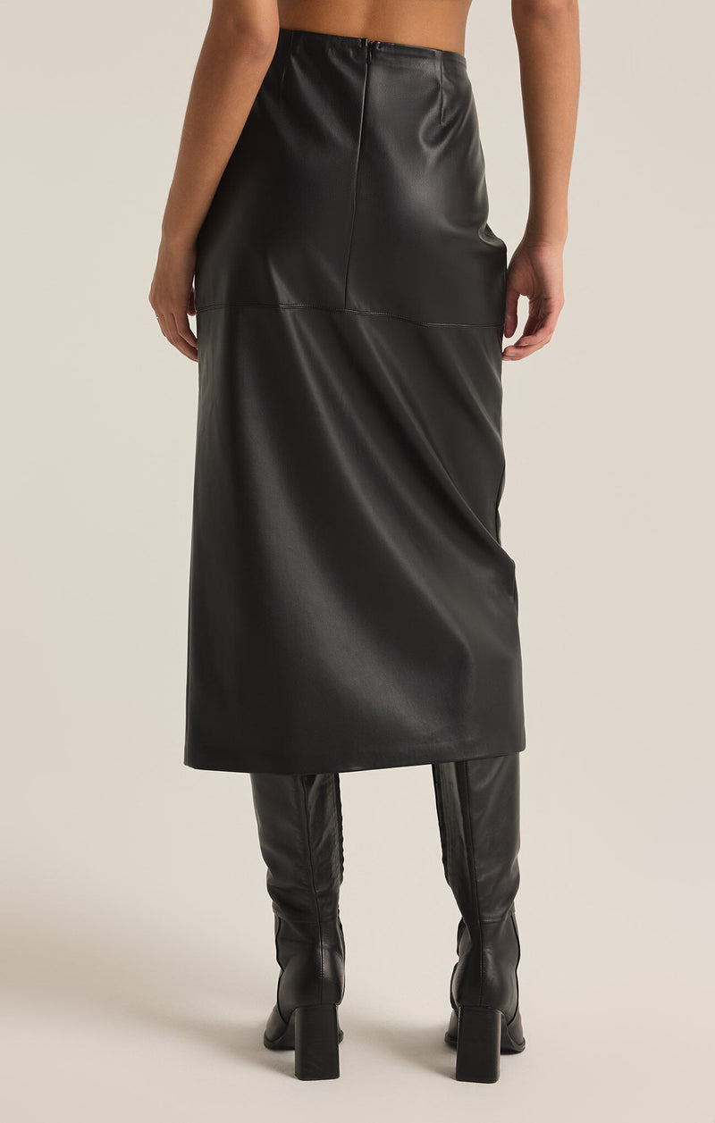 Metropolitan Leather Midi Skirt Black