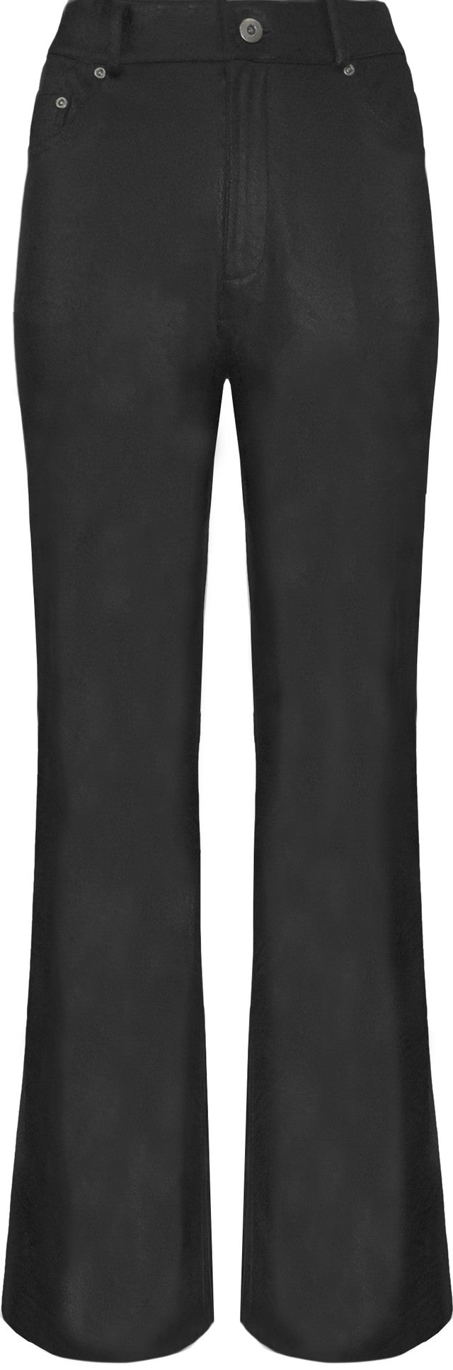 Metallic Faux Vegan Leather Jeans Black