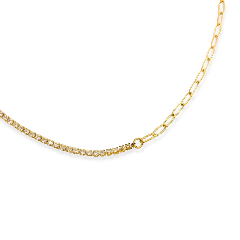 Water Resistant Paperclip 3mm CZ Mix Necklace