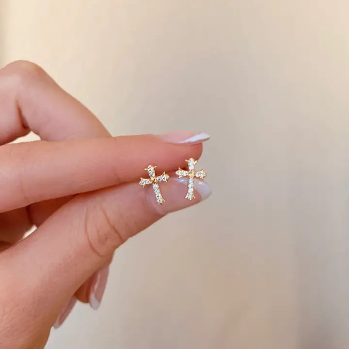 Cross Studs-18k Gold