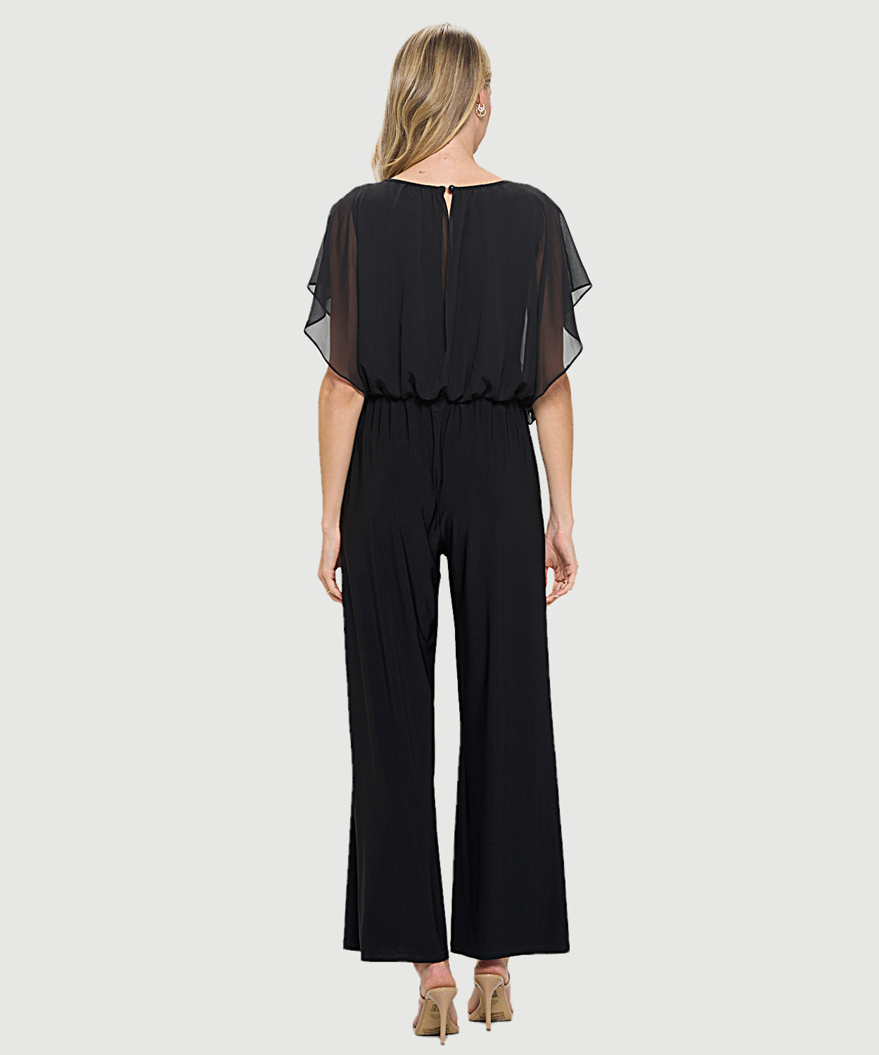 Chiffon Batwing Palazzo Jumpsuit Black