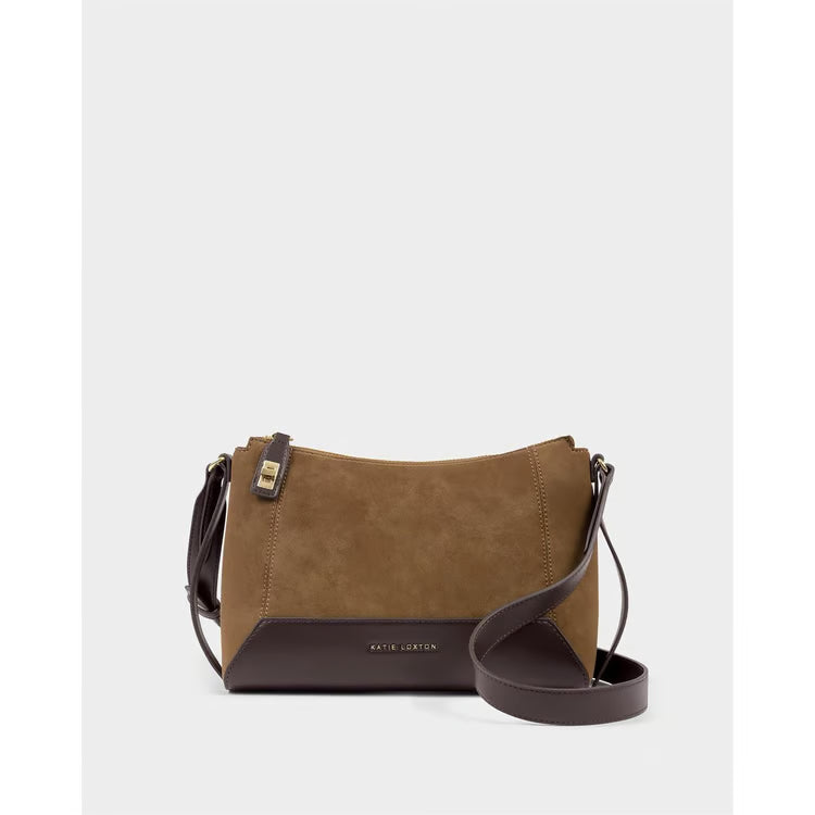 Charlbury Crossbody Bag Caramel Suedette + Bitter Chocolate