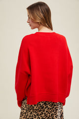 Drop Shoulder Sweater Red