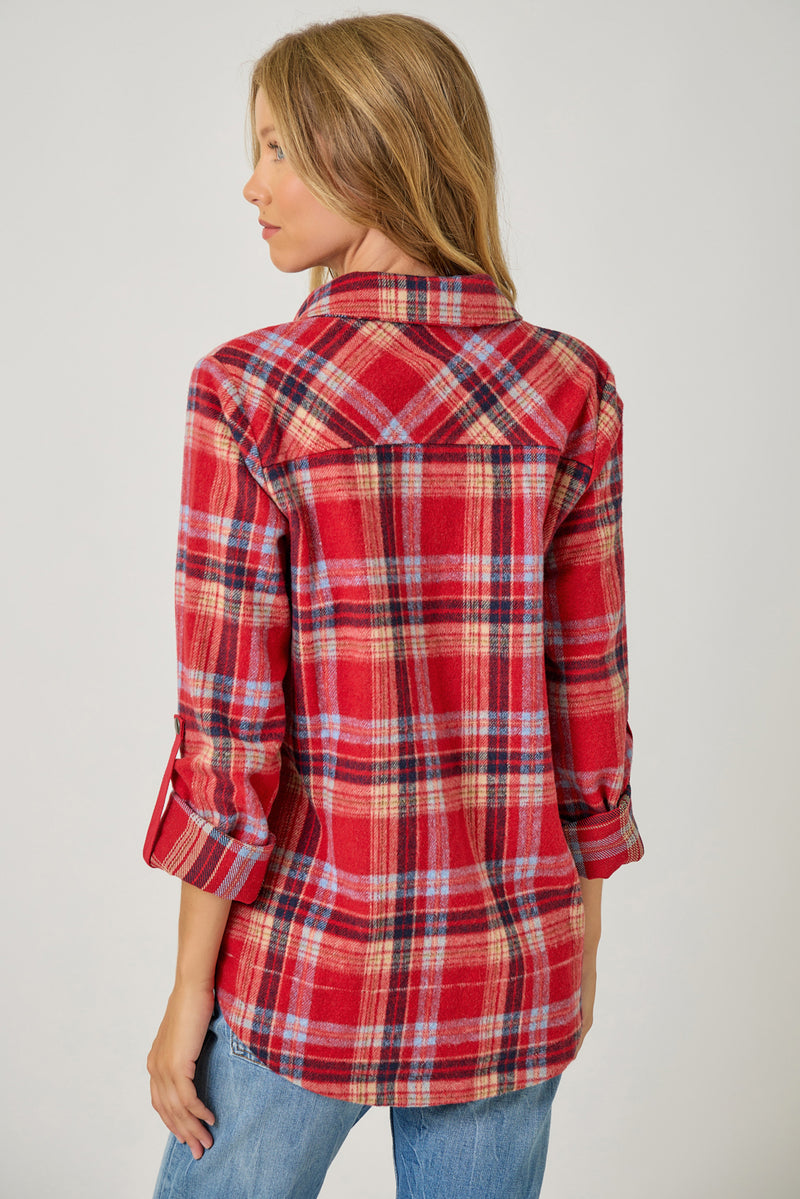 Plaid Shirt Jacket Red