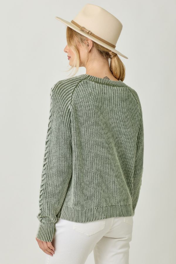 Washed Cable Sweater Washed Sage