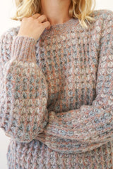Multi Color Stripe Mock Neck Sweater Blush Mix