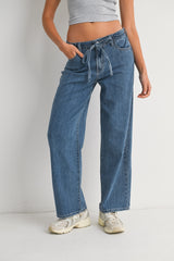 Drawstring Wide Leg Jeans Medium