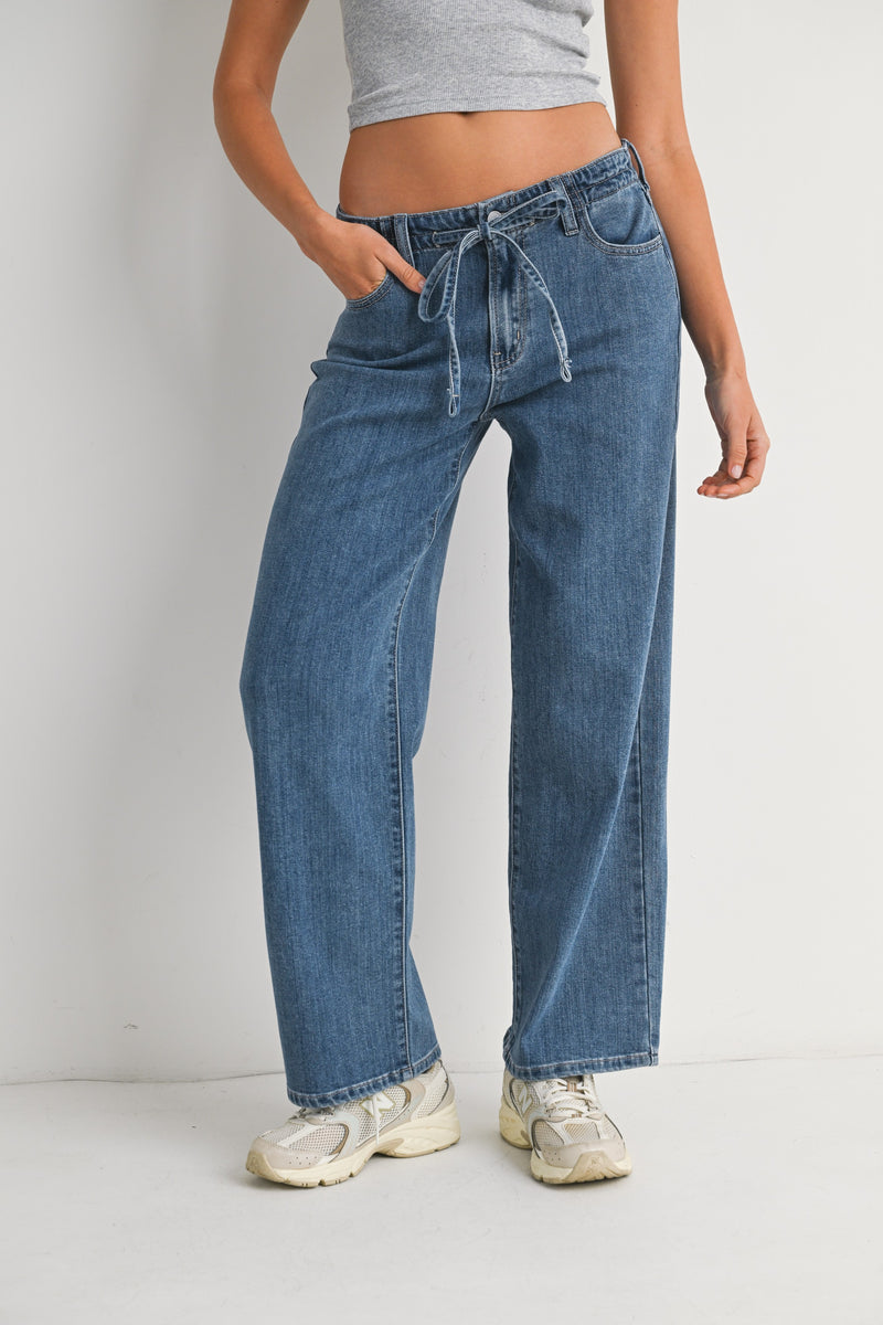 Drawstring Wide Leg Jeans Medium