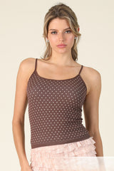 White Polka Dot Cami French Roast