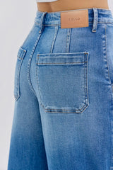 High Rise Slanted Pocket Wide Leg Jeans Medium