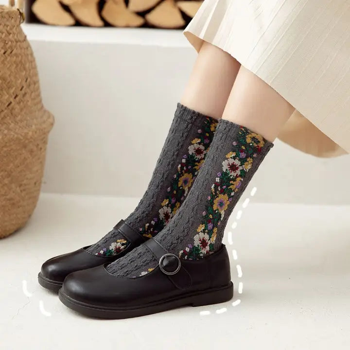 Vintage Floral Print Summer Socks