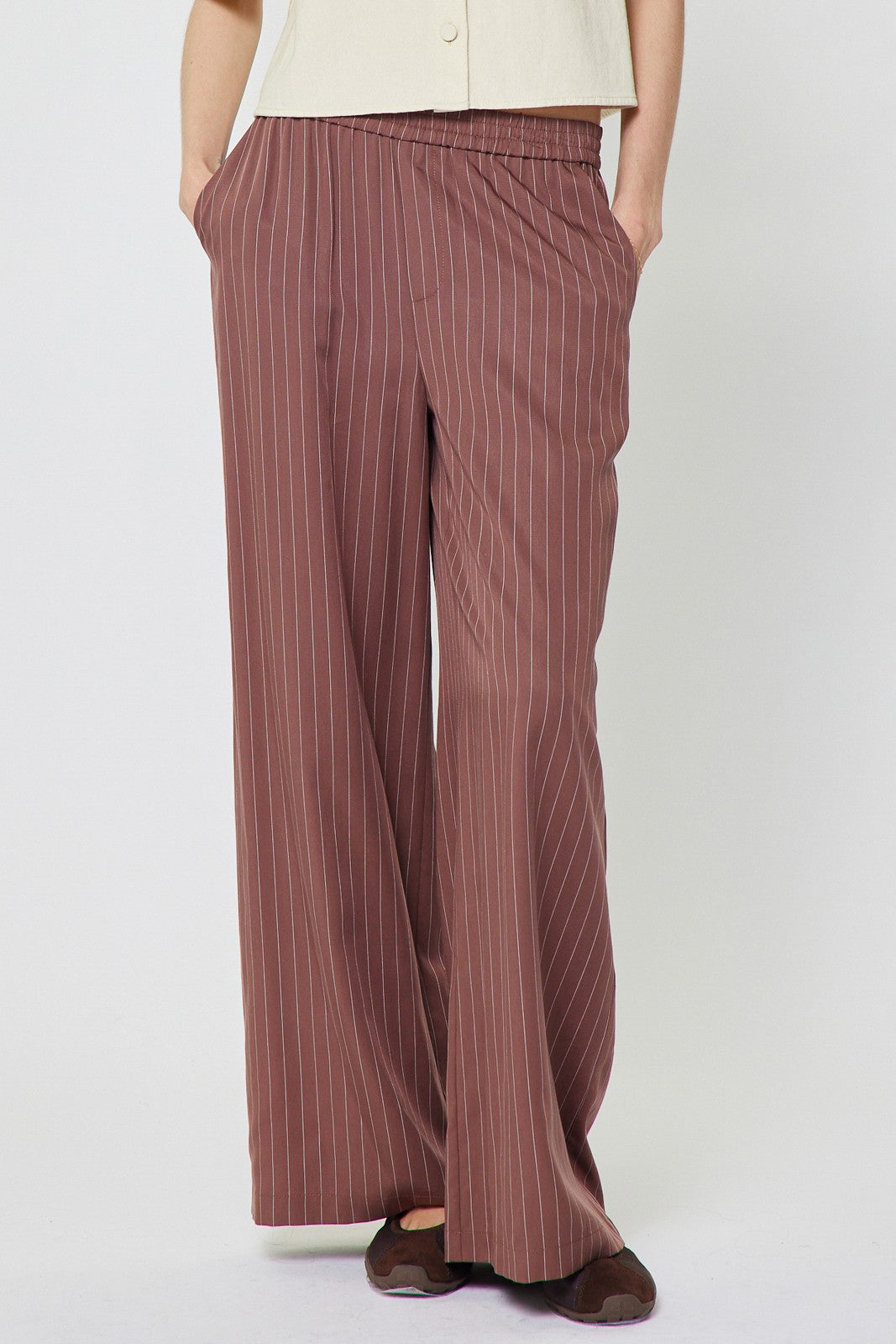 Striped Drawstring Pants Mocha