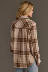Plaid Button Up Shirt Brown, Tan + Rose