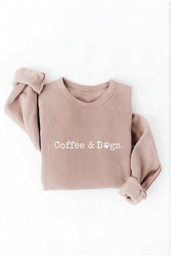 Coffee & Dogs. Graphic Sweatshirt Tan