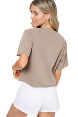 Freedom 1976 Vintage Eagle Crop Tee Mocha