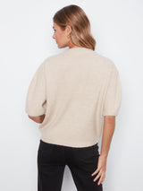 Jacquard Daisy Elbow Sleeve Sweater Multicolor