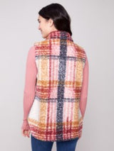 Plaid Boucle Vest Cabernet