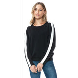 Sleeve Tape Detail Scuba Pullover Black + Ivory