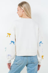 Yarn Tied Bows Sweater Ivory