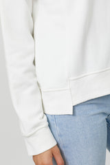 Fleece Terry Crew Neck Washed Sweatshirt Vintage White
