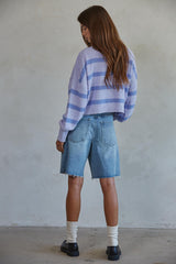 Rowan Striped Sweater Top Lilac Periwinkle