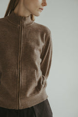 Allison Sweater Knit Zip Up Mocha