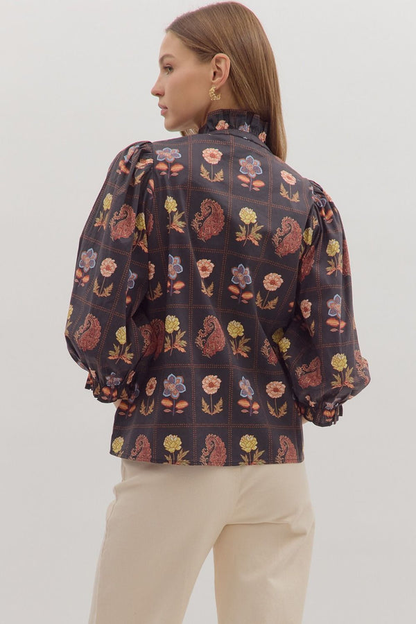 Vintage Box Floral Print Black