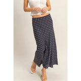 Polka Dot A Line Skirt Navy
