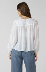 Crochet Detail Embroidered Blouse White