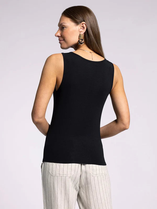 Kristen Button Detail Tank Black
