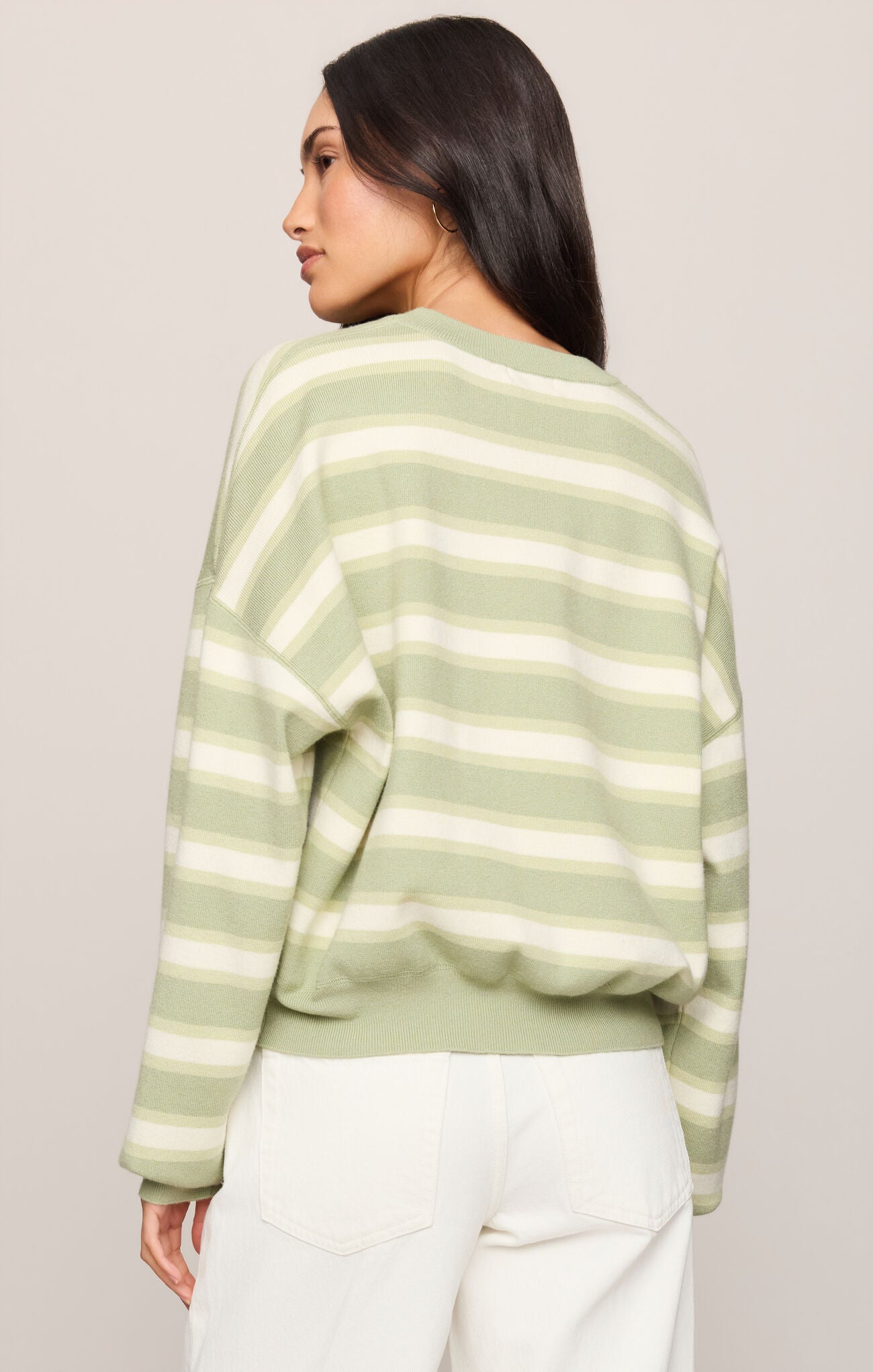 Take It Easy Striped Sweater Aloe