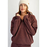 Brushed Rib Quarter Zip Pullover Dark Cherry