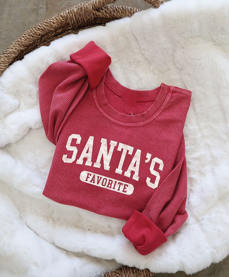 Santa's Favorite Cropped Thermal Vintage Pullover Washed Cranberry