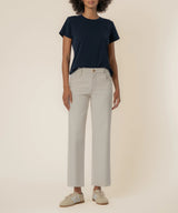 Charlotte Wide Leg Raw Hem Jeans Ecru