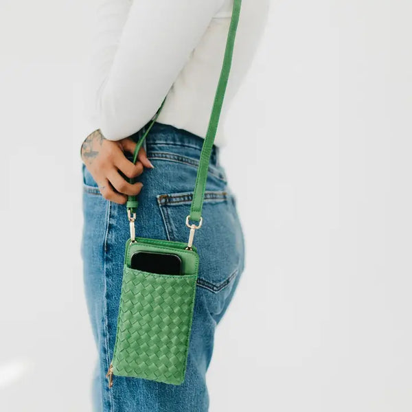Woven Double Duty Phone Bag Emerald