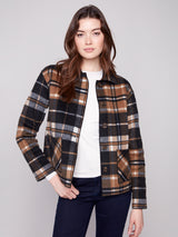 Reversible Plaid Oversized Jacket Cacao