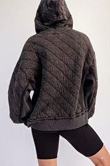 Quilted Puff Full Zip Hoodie Black