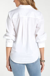 Adjustable Sleeve Button Down Shirt White